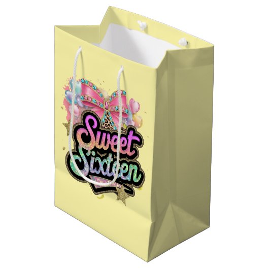Cool lieve 16e verjaardag partij medium cadeauzakje (Voorkant Gekanteld)