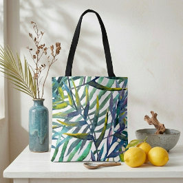 Cool lieve illustratie waterverf kleurrijke blader tote bag