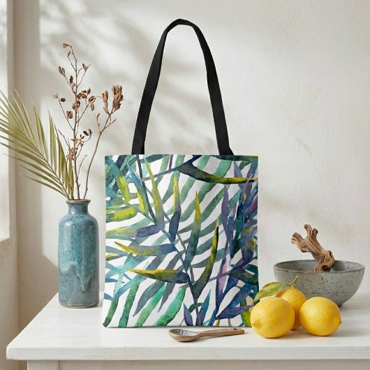 Cool lieve illustratie waterverf kleurrijke blader tote bag
