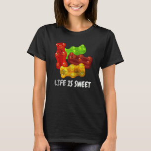 Cool Life Is Sweet Gummy Beer Fruitig Snoep Distre T-shirt