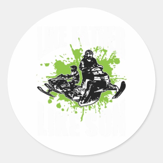 Cool Like Father Like Son Snowmobile Rider Gift Ronde Sticker (Voorkant)