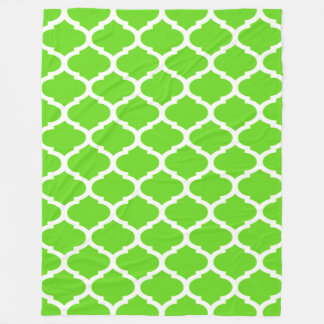 Cool Lime Green Moroccan Quatrefoil Pattern Fleece Deken