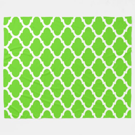 Cool Lime Green Moroccan Quatrefoil Pattern Fleece Deken (Voorkant (Horizontaal))