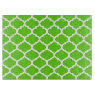 Cool Lime Green Moroccan Quatrefoil Pattern Snijplank