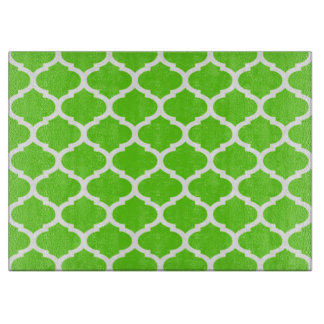 Cool Lime Green Moroccan Quatrefoil Pattern Snijplank