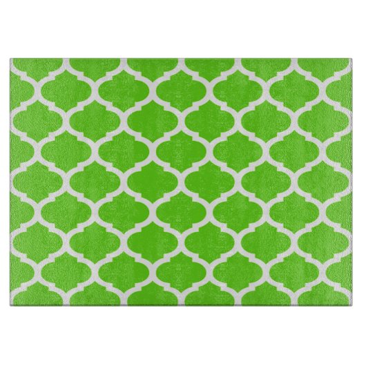 Cool Lime Green Moroccan Quatrefoil Pattern Snijplank (Voorkant)