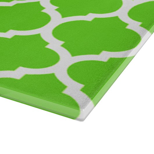 Cool Lime Green Moroccan Quatrefoil Pattern Snijplank (Hoek)