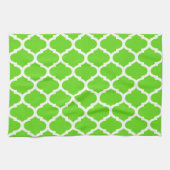 Cool Lime Green Moroccan Quatrefoil Pattern Theedoek (Horizontaal)