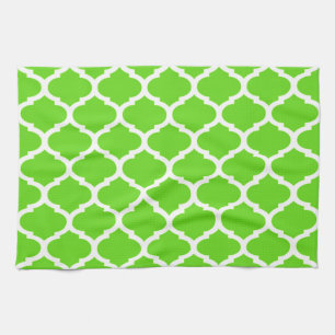 Cool Lime Green Moroccan Quatrefoil Pattern Theedoek