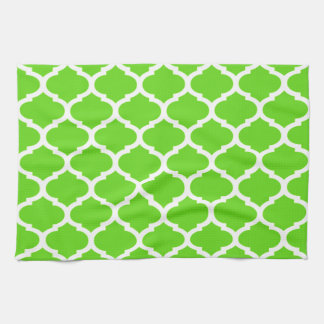 Cool Lime Green Moroccan Quatrefoil Pattern Theedoek