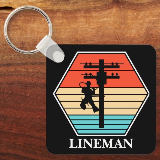 Cool Lineman  zonsondergang Sleutelhanger (Voorkant)