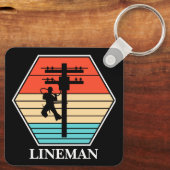 Cool Lineman  zonsondergang Sleutelhanger (Achterkant)