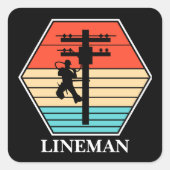 Cool Lineman  zonsondergang Vierkante Sticker (Voorkant)