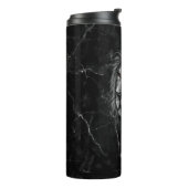 Cool Lion Black Marble Background Jouw naam Thermosbeker (Gedraaid links)