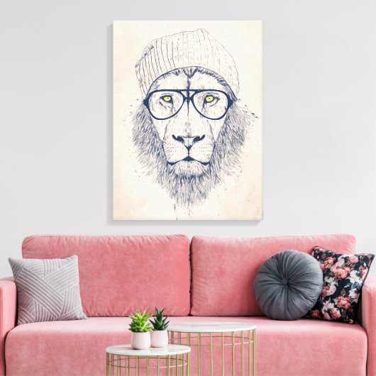 Cool lion canvas afdruk (Insitu (Woonkamer))