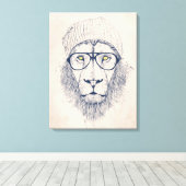 Cool lion canvas afdruk (Insitu (Houten vloer))