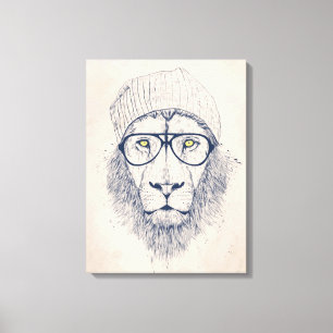 Cool lion canvas afdruk