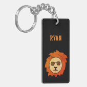 Cool Lion Drawing Black Naam Sleutelhanger (Voorkant Links)