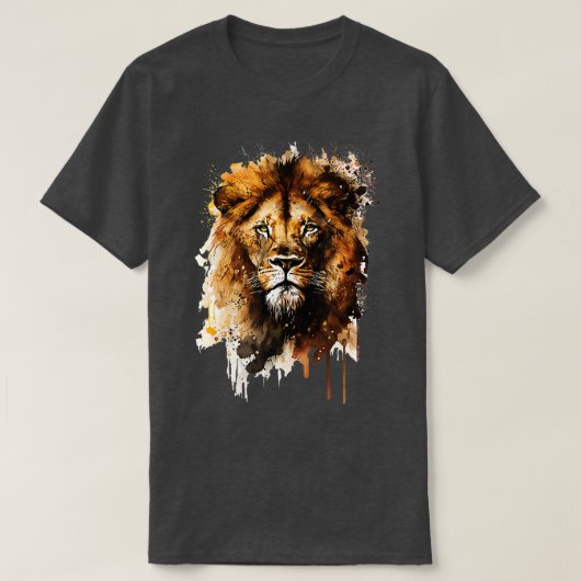 Cool Lion Head Design Shirt Waterverf Lion Cat Fa (Design voorkant)