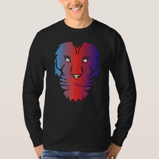 Cool Lion Head grafische helderkleurig T-shirt (Voorkant)