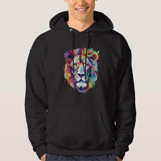 Cool Lion Head with Bright Colorful Hoodie (Voorkant)