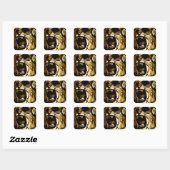Cool Lion hoofd met bril en hoofdtelefoon Vierkante Sticker (Vel)