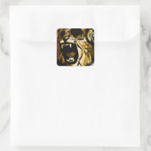 Cool Lion hoofd met bril en hoofdtelefoon Vierkante Sticker (Tas)