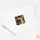 Cool Lion hoofd met bril en hoofdtelefoon Vierkante Sticker (Envelop)