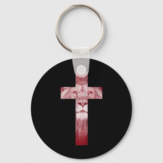 Cool Lion Judah Cross Jesus Gift voor christenen Sleutelhanger (Voorkant)