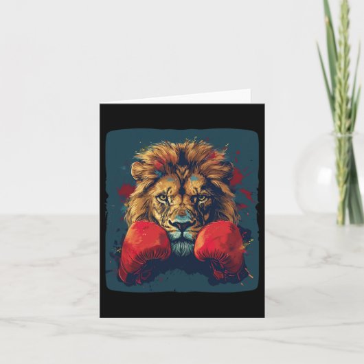 Cool Lion met bokshandschoenen kostuum Kaart (Voorkant)