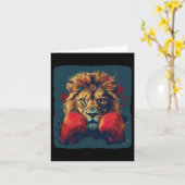 Cool Lion met bokshandschoenen kostuum Kaart (Gele Bloem)