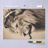 Cool Lion met hoofdtelefoon Roken decoupage / tiss Tissuepapier (Craft)