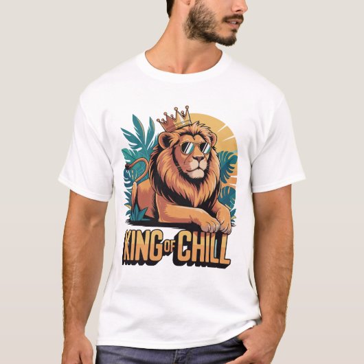Cool Lion met kroon en zonnebril Design T-shirt (Voorkant)