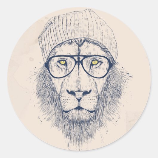 Cool lion ronde sticker (Voorkant)