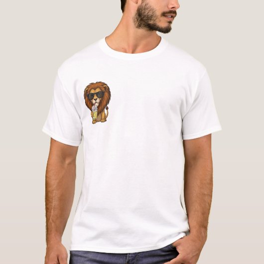 Cool Lion Wearing Sunglasses Drinking Lemonade T-shirt (Voorkant)