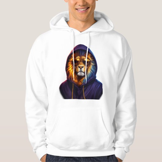 Cool Lion with Sunglasses Urban Streetwear Hoodie (Voorkant)