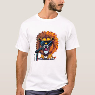 Cool Lion zingt met microfoon T-shirt