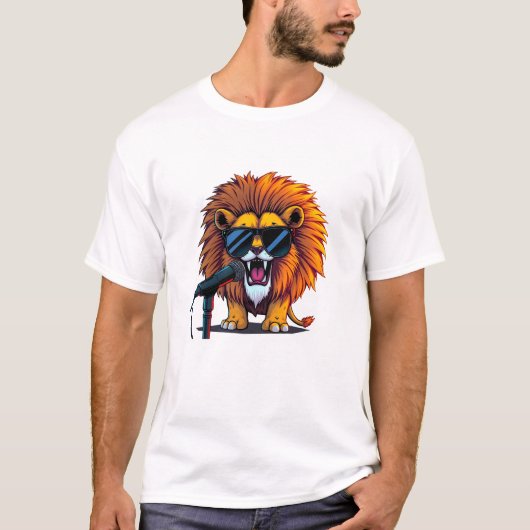 Cool Lion zingt met microfoon T-shirt (Voorkant)