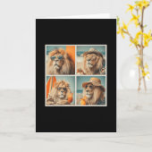 Cool Lions With Sungles Beach Animals Vacation Sum Kaart (Gele Bloem)