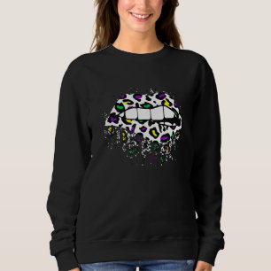 Cool Lips Bite Kiss me Leopard Print Cheetah Mardi Trui