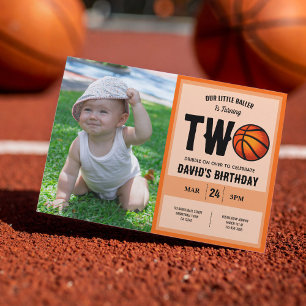 Cool Little Baller Basketball Foto 2e verjaardag Kaart
