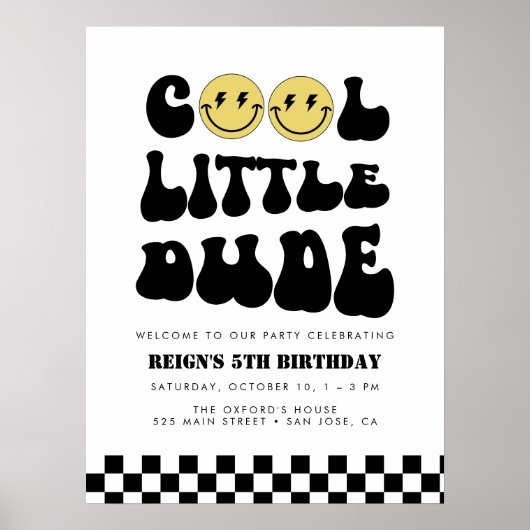 Cool Little Dude | Boys Rad Welkomstbord Poster (Voorkant)