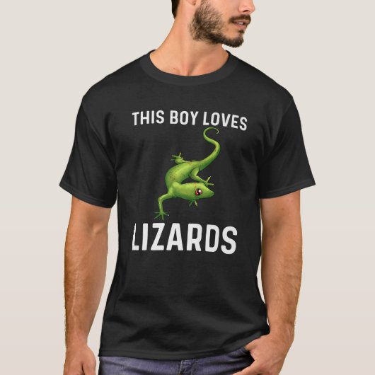 Cool Lizard Gift for Boys Kind Mannen Gecko Green T-shirt (Voorkant)