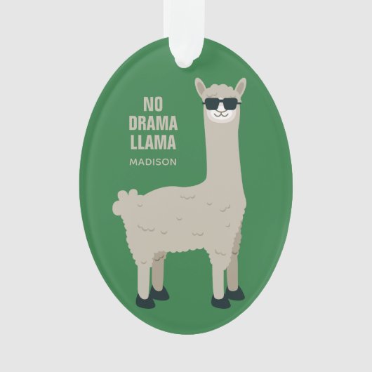 Cool Llama-aangepaste naam en ornament in kleur (voorkant)