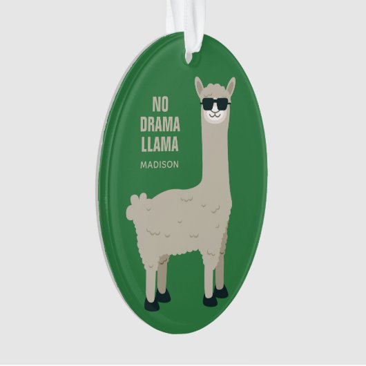 Cool Llama-aangepaste naam en ornament in kleur (voorkant)