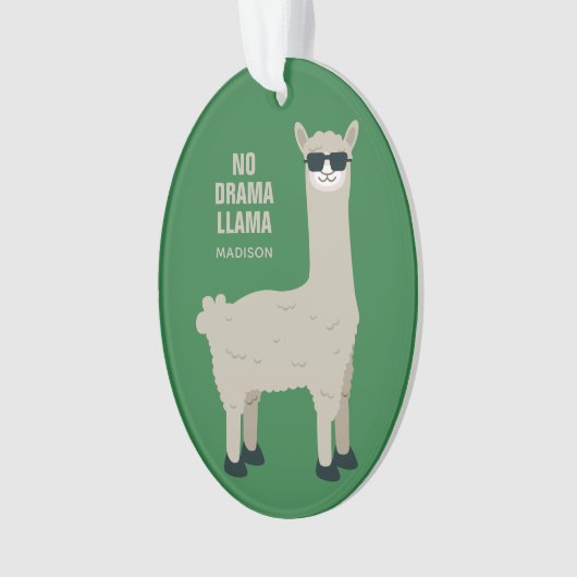 Cool Llama-aangepaste naam en ornament in kleur (voorkant)