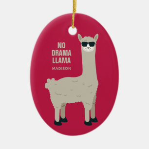 Cool Llama-aangepaste naam en ornament in kleur