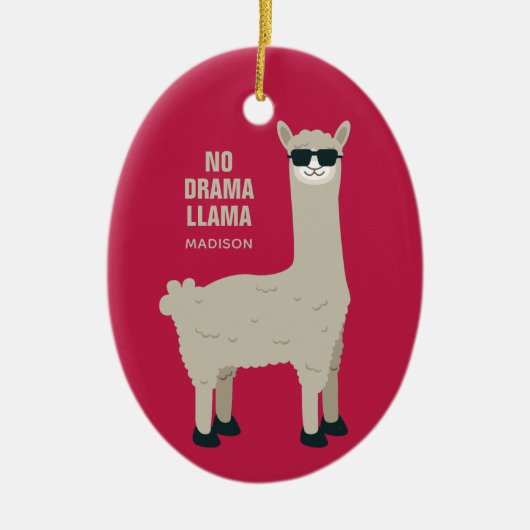 Cool Llama-aangepaste naam en ornament in kleur (Voorkant)