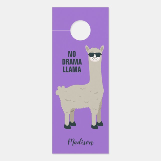 Cool Llama aangepaste naam & kleur deur hangers (Voorkant)