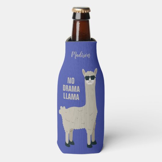 Cool Llama aangepaste naam & kleur fles koeler (Fles Voorkant)